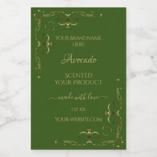 Forest Green Product Labels Gold Ornaments Corners