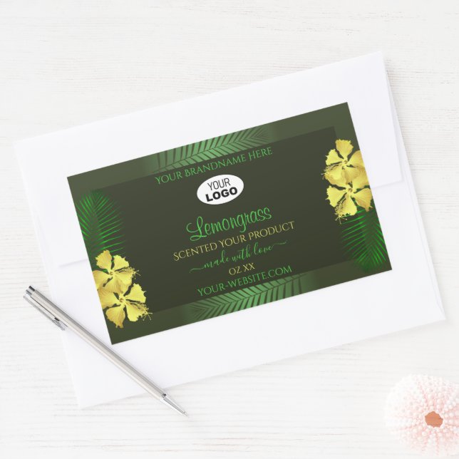 Forest Green Product Labels Yellow Hibiscus Logo (Envelope)