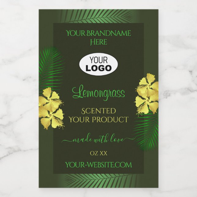 Forest Green Product Labels Yellow Hibiscus Logo (Single Label)