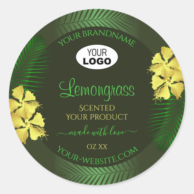 Forest Green Product Labels Yellow Hibiscus Logo (Front)