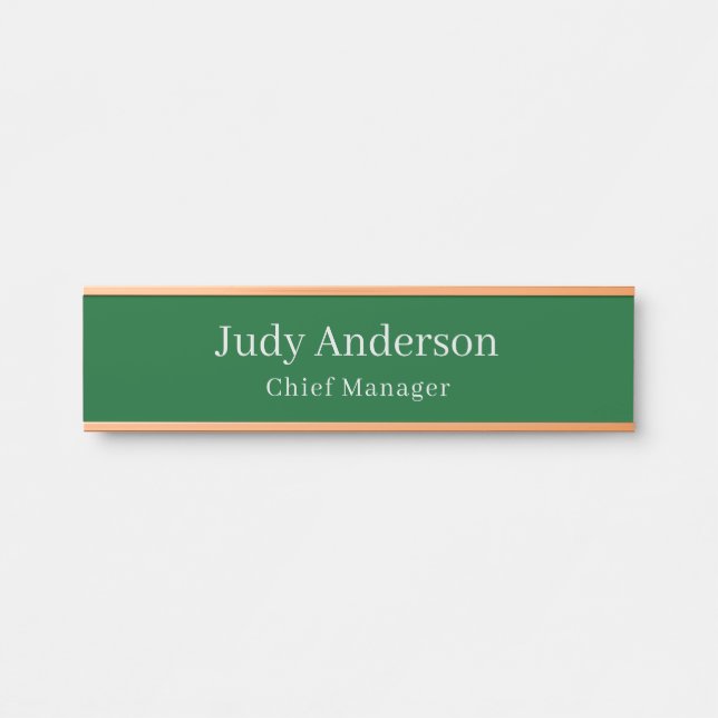 Forest Green Professional Plain Modern Elegant Door Sign (Front)