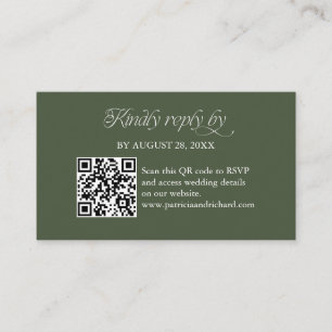 Forest Green QR Code RSVP Scan to Reply Enclosure Card