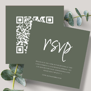 Forest Green   QR Code   Wedding RSVP  Enclosure Card