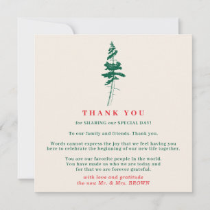 Forest Green & Red   Christmas Wedding Thank You Invitation