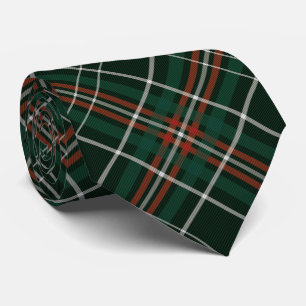 Forest Green Red White Plaid Pattern Tie