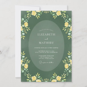 Forest Green Refined Botanical Wedding Invitation