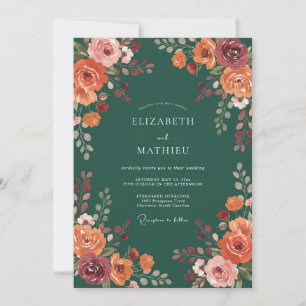 Forest Green Rich Harvest Wedding Invitation