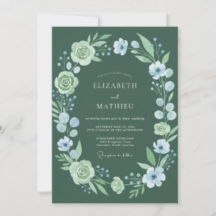 Forest Green Romantic Botanical Wedding Invitation