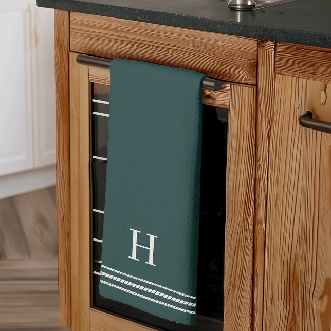Forest Green | Rope Stripe Monogram Tea Towel (Creator Uploaded)