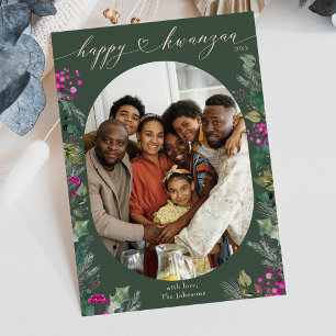 Forest Green Rustic Botanicals Kwanzaa Holiday Card