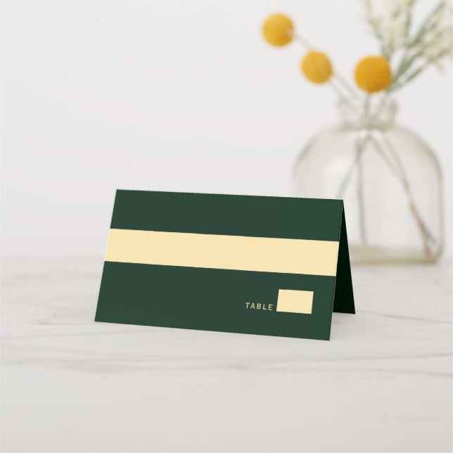 Forest Green Rustic Gold Circle Ampersand Wedding Place Card (Front)