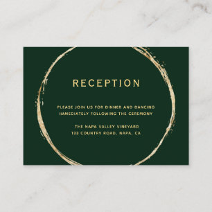 Forest Green Rustic Gold Circle Wedding Reception Enclosure Card