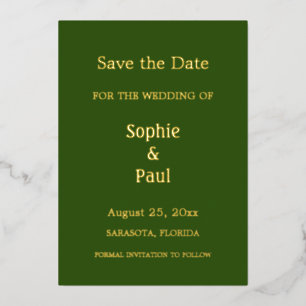 Forest Green Save the Date Foil Invitation