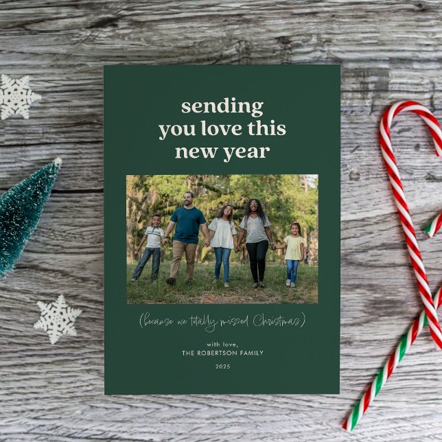 Forest Green Sending You Love This New Year Photo  Holiday Card (Creator Uploaded)