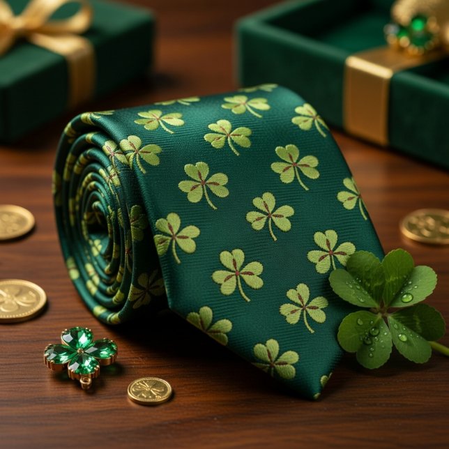 Forest Green Shamrock  Tie (Creator Uploaded)