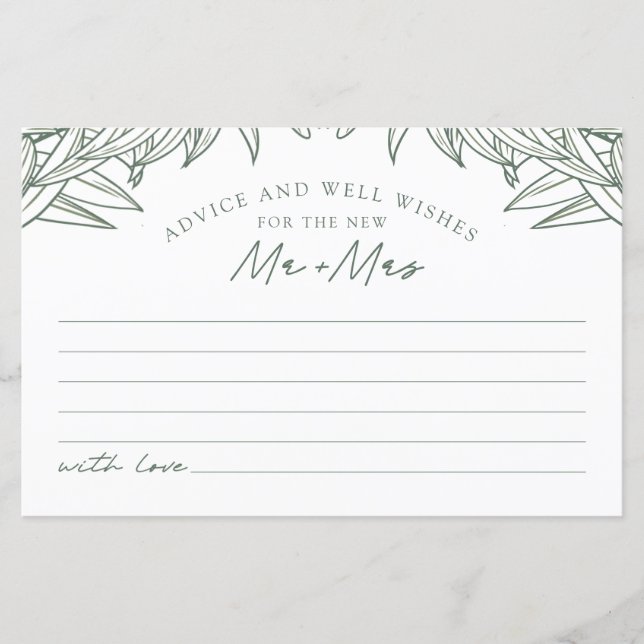 Forest Green Simple Advice & Wishes for Mr & Mrs (Front)