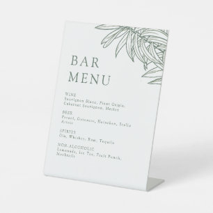 Forest Green Simple Botanical Bar Menu Table Pedestal Sign