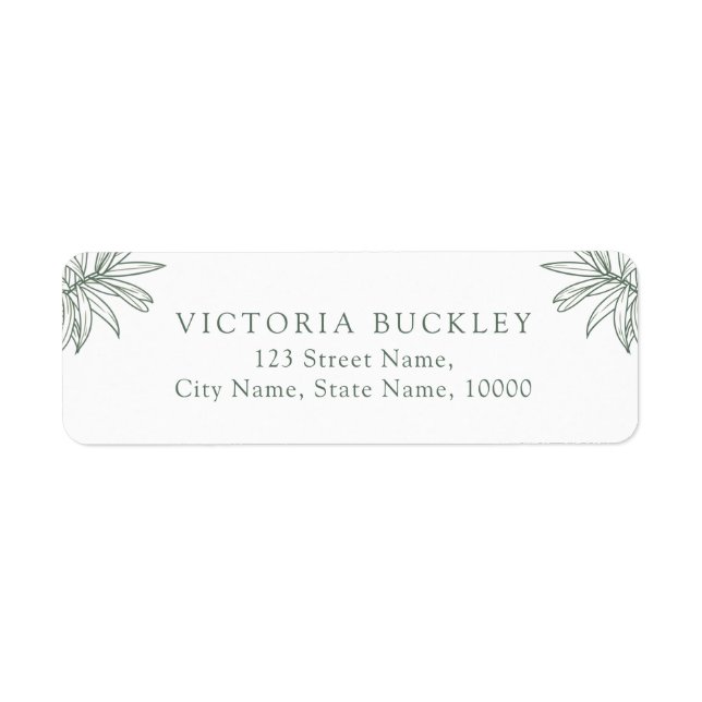 Forest Green Simple Botanical Return Address (Front)