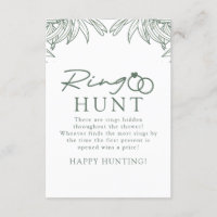 Forest Green Simple Botanical Ring Hunt Bridal 