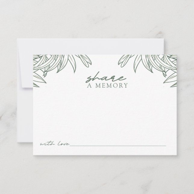 Forest Green Simple Botanical Share A Memory Thank You Card (Front)