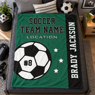 Forest Green Soccer Team Name Player Fleece Blanket