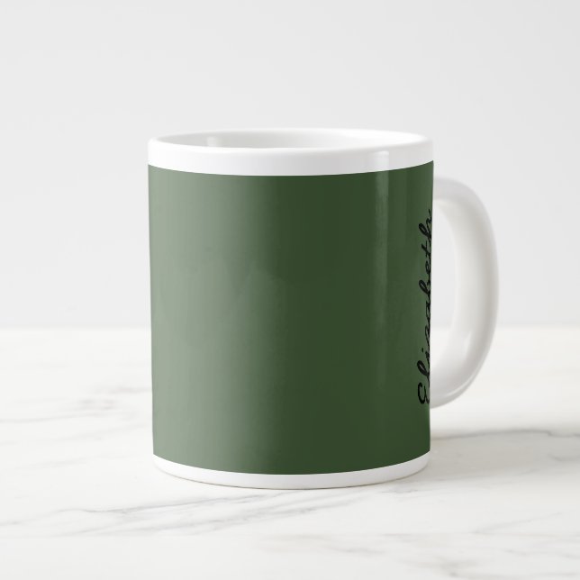 Forest Green Solid Colour Large Coffee Mug (Front Right)