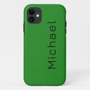 Forest Green Solid Colour Minimalist Name iPhone 11 Case