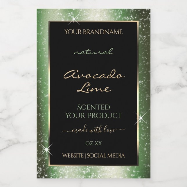 Forest Green Sparkle Glitter Frame Product Label (Single Label)
