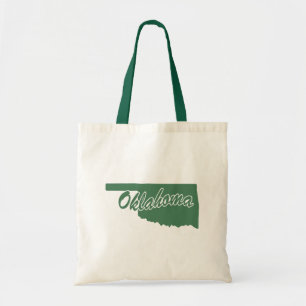 Forest Green State Of Oklahoma Shape Tote Bag