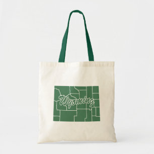 Forest Green State Of Wyoming Shape Tote Bag