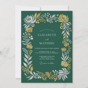 Forest Green Stately Winter Wedding Invitation