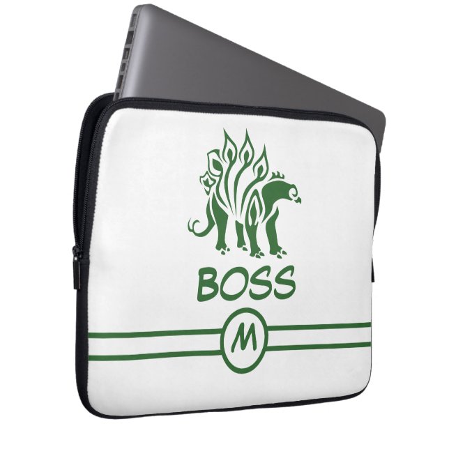 Forest Green Stegosaurus Spiked  Dinosaur  Laptop Sleeve (Front Right)