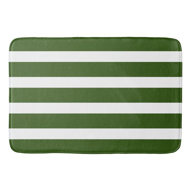 Forest Green Stripes Bath Mat (Front)