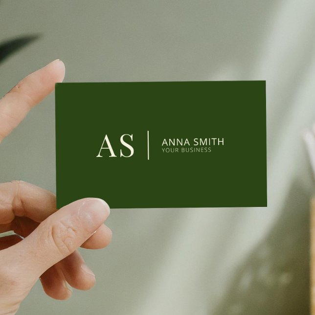 Forest Green Stylish Monogram Modern Business Card (Creator Uploaded)