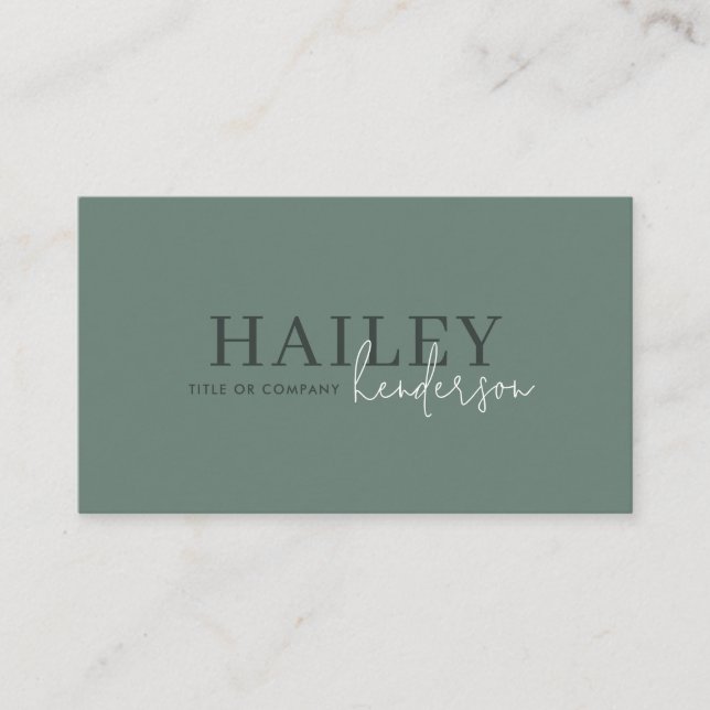 Forest Green Stylish QR Code  Business Card (Front)