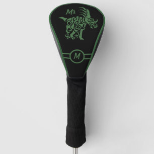 Forest Green Styracosaurus with Tribal War Paint Golf Head Cover