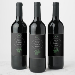 Forest Green Styracosaurus with Tribal War Paint Wine Label