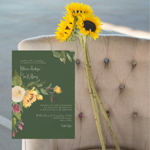 Forest Green Sunflower No Parents II Wedding Invitation
