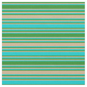 Forest Green, Tan, and Dark Turquoise Lines Fabric
