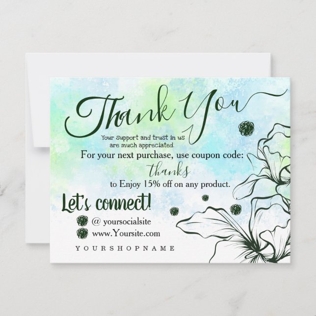Forest Green - Thank You for your Order Card (Front)