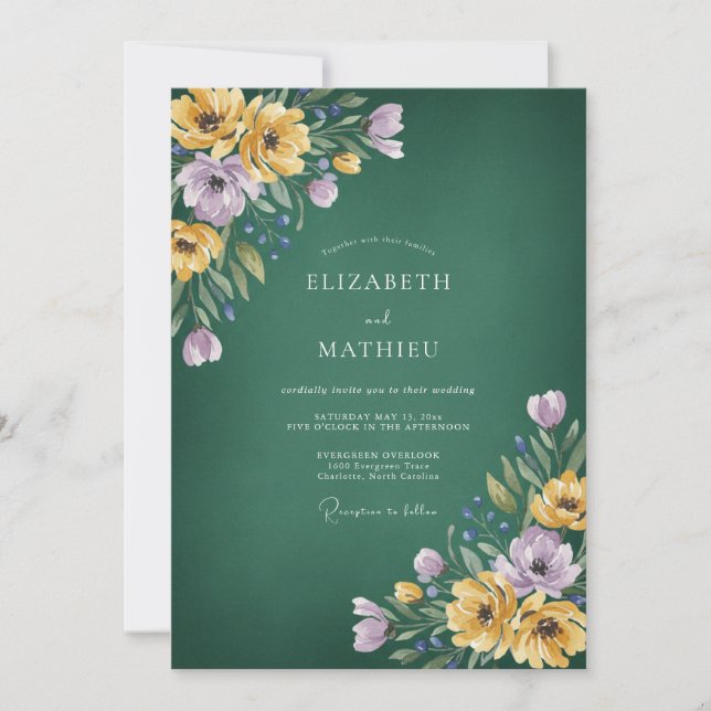 Forest Green Vibrant Summer Wedding Invitation (Front)