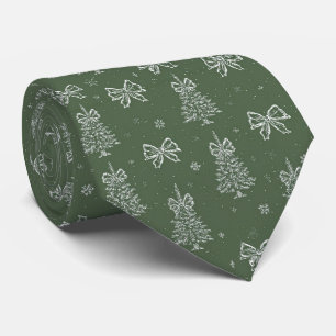 Forest Green Vintage Evergreen Winter Pattern Tie