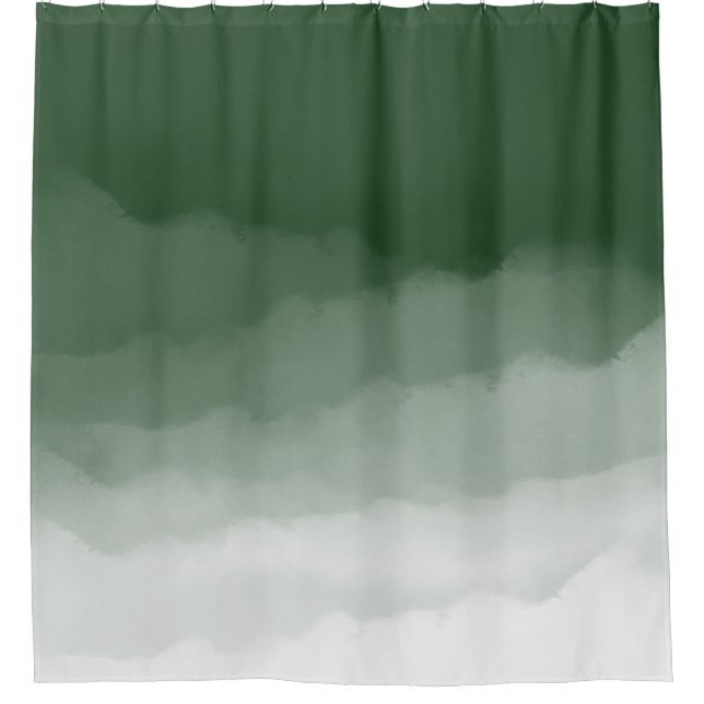 Forest Green Watercolor Ombre (green/white) Shower Curtain (Front)