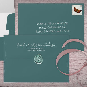 Forest Green Wedding 5x7 Return Address Printed Envelope