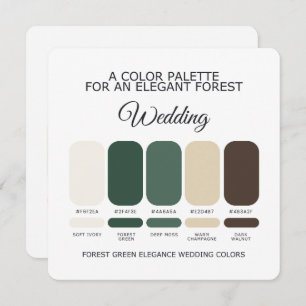 Forest Green Wedding Color Palette Card