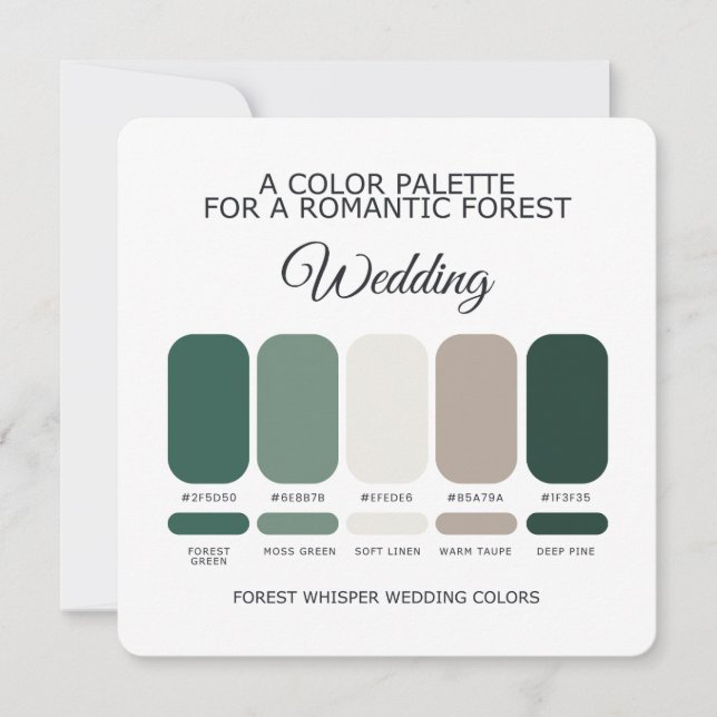 Forest Green Wedding Color Palette Card (Front)