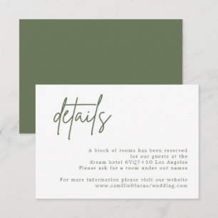 Forest Green Wedding Details card