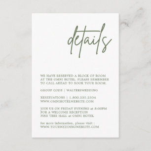Forest Green Wedding Details Enclosure Card