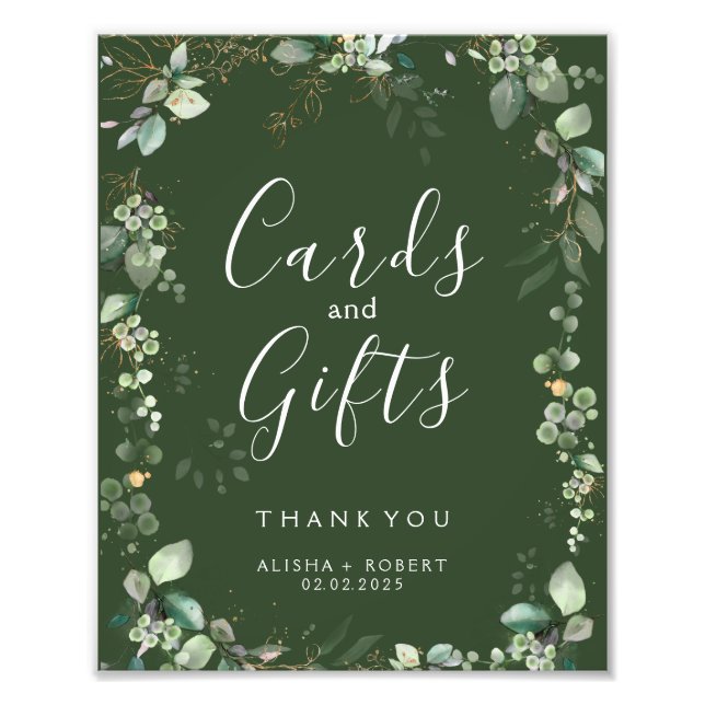 Forest Green Wedding Photo Print (Front)