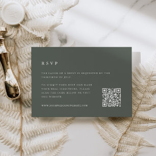 Forest Green Wedding QR Code RSVP Card